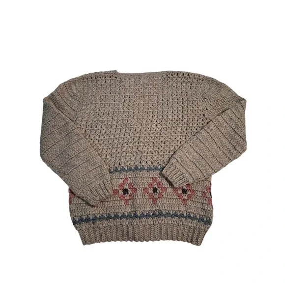 Y2k VTG Lord & Taylor Wool Women size L Grandpa Fisherman Grannycore Cardigan - Picture 9 of 13